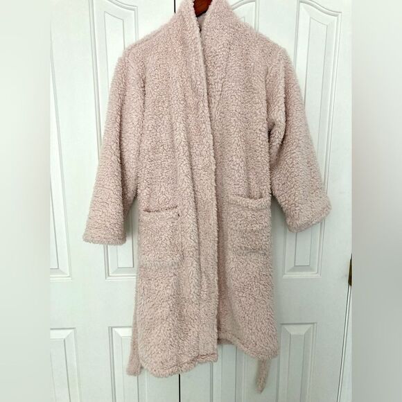 Pottery Barn Knee Length Teddy Bear Fluffy Cozy Sherpa Robe Ballet Blush Pink M - Picture 3 of 10